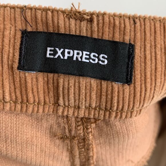 Express High Waisted Rise Cropped Wide Leg Camel Tan Brown Corduroy Pant Sz 6 - Picture 6 of 8